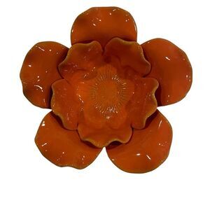 Vintage mid century modern style orange petals floral ceramic dish display ✨😍
